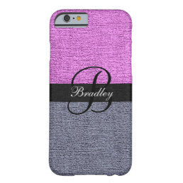 Pink and Gray Elegant Monogram Barely There iPhone 6 Case