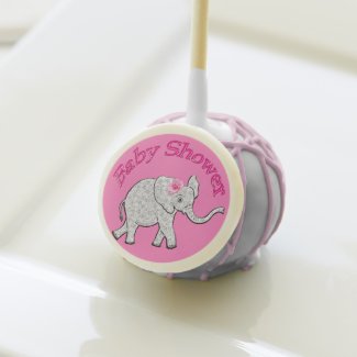Pink and Gray Elephant Baby Shower Cake Pops