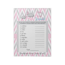 Pink and Gray Elephant Baby Shower Game 2 Notepad