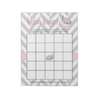 Pink and Gray Elephant | Baby Shower - Game Notepad