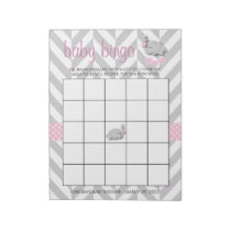 Pink and Gray Elephant | Baby Shower - Game Notepad