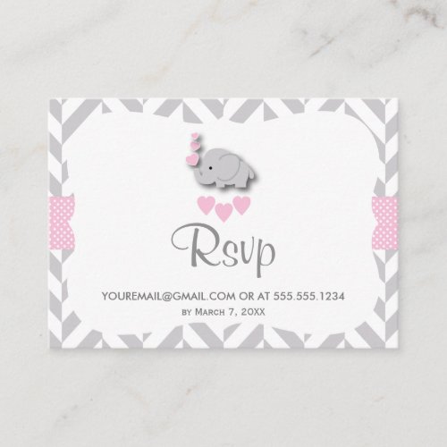 Pink and Gray Elephant Baby Shower _ RSVP Email Enclosure Card