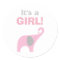 Pink and Gray Elephant Baby Shower Seal