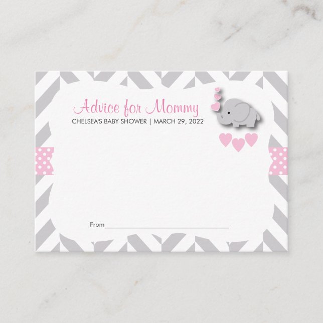 Pink and Gray Elephant Baby Shower SM - Advice (Front)