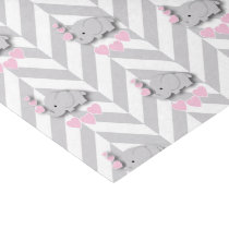 Pink and Gray Elephant Baby Shower Tissue Paper