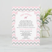 Pink and Gray elephant baby sprinkle Invitation (Standing Front)
