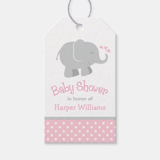 Pink and Gray Elephant | Modern Baby Girl Shower Gift Tags ...