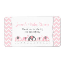 Pink and Gray Elephants Water Bottle Favor Label