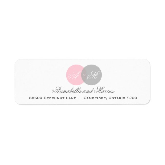 Pink and Gray Entwined Monogram Address Label (Front)