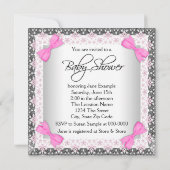 Pink and Gray Ethnic Baby Girl Shower Invitation (Back)