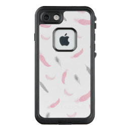 Pink and Gray Feathers, modern feather pattern LifeProof FRĒ iPhone 7 Case
