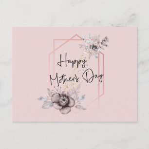 Pink and Gray Floral Mother's Day    Postcard