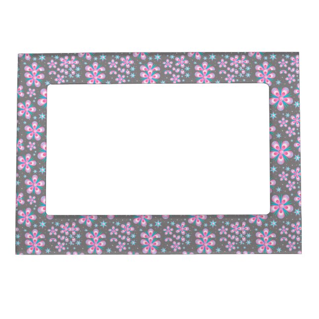 Pink and Gray Geometric Florals Picture Frame (Front)