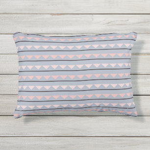 Pink and Gray Geometric Pattern Outdoor Pillow