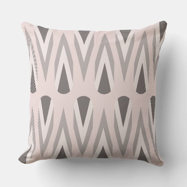 pink and Gray Geometric Throw Pillow (Front)