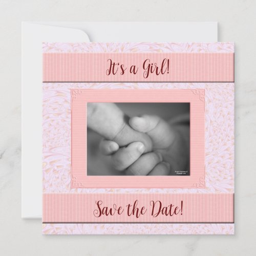 Baby Shower Save the Date Pink and Brown Girl