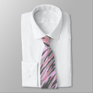 pink and gray green camo abstract neck tie