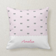 Pink and Gray Heart Pattern Scallop Cloud Monogram