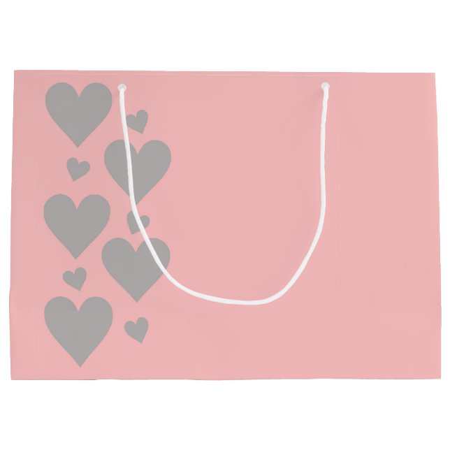 Pink and Gray Hearts large gift bag (Back)