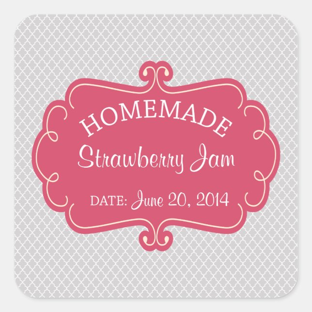Pink and Gray Homemade Goods Label (Front)