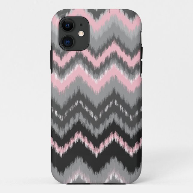 Pink and Gray Ikat Chevron Case-Mate iPhone Case (Back)