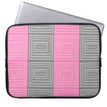 Pink and Gray Laptop Case With Abstract Design