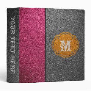 Pink and Gray Leather 3 Ring Binder
