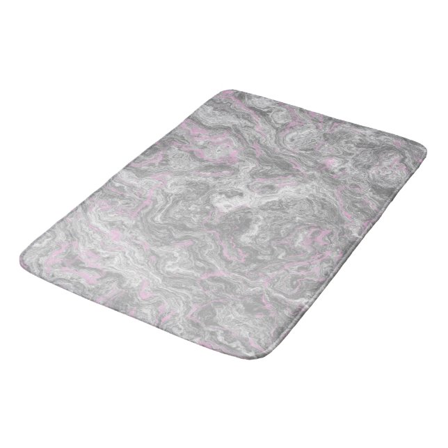 Pink and Gray Marble abstract Bath Mat (Angled)