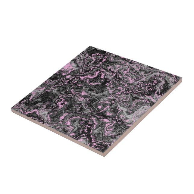 Pink and gray marble abstract ceramic tile (Side)