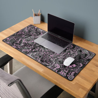 Pink and gray marble abstract desk mat