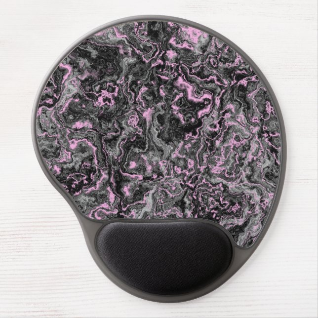 Pink and gray marble abstract gel mouse pad (Front)