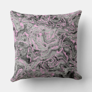 Pink and gray Marble abstract Throw Pillow