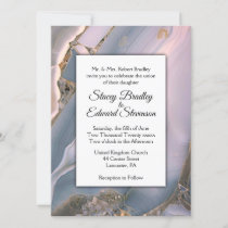 Pink and Gray Marble Agate Wedding Invitation