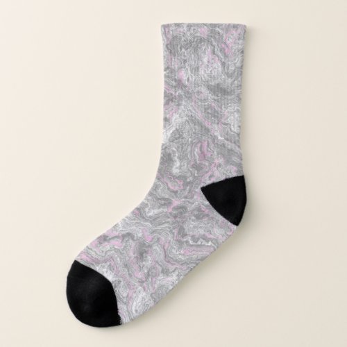 pink and gray Marble Swirl Abstract Socks