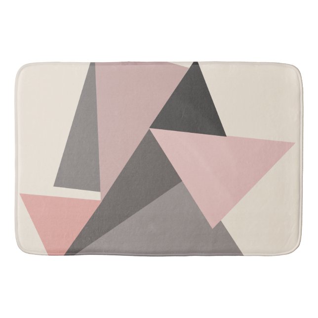 Pink and Gray Mid-century Modern Geometric    Bath Mat (Front)