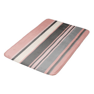 Pink and Gray Mid-century Modern Stripes Bath Mat