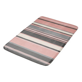 Pink and Gray Mid-century Modern Stripes Bath Mat