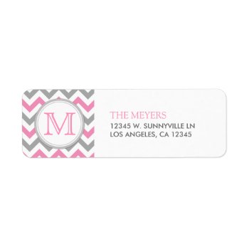 Pink And Gray Modern Chevron With Monogram Label by weddingsNthings at Zazzle