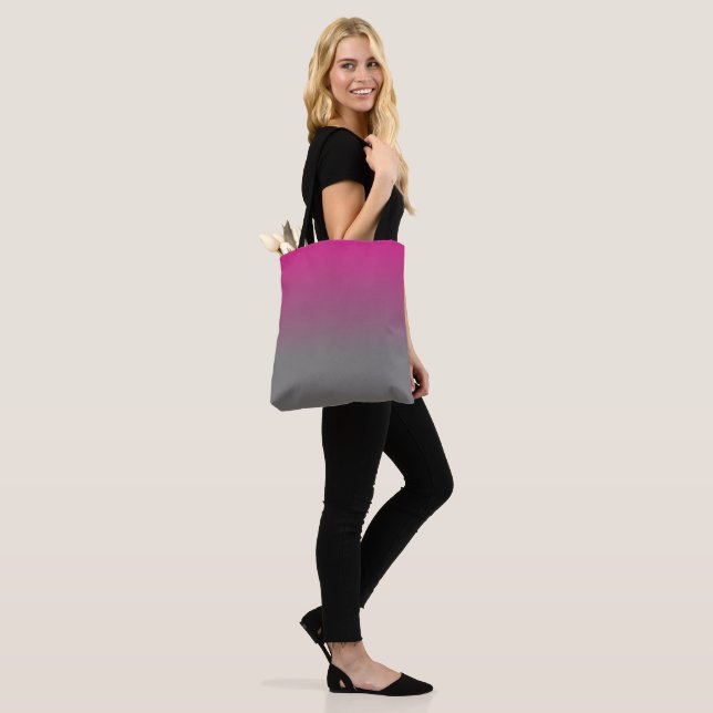 Pink and Gray Ombre Pattern Tote Bag (On Model)