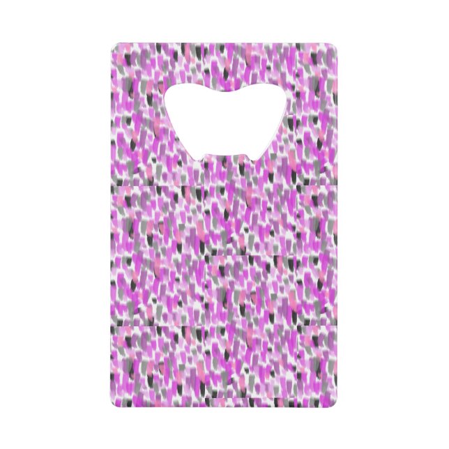 Pink and Gray Personalized Custom Credit Card Bottle Opener (Front)
