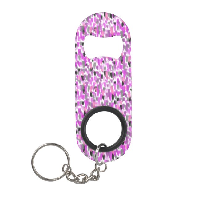 Pink and Gray Personalized Customized Keychain Bottle Opener (Front)