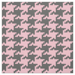 Pink And Gray Pied De Poule Pattern Fabric