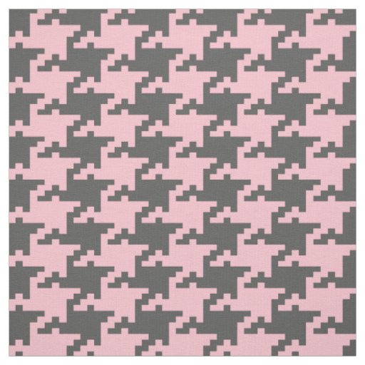 Pink And Gray Pied De Poule Pattern Fabric