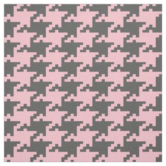 Pink And Gray Pied De Poule Pattern Fabric