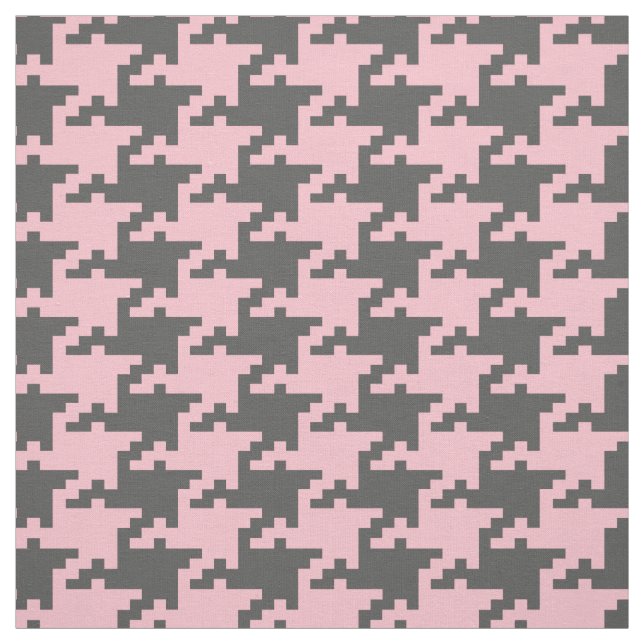 Pink And Gray Pied De Poule Pattern Fabric (Swatch)