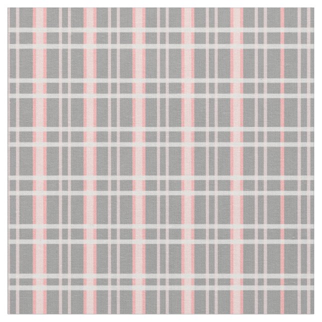 Pink and Gray Plaid Fabric (Close Up)
