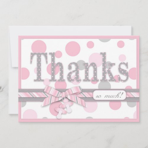 Pink and Gray Polka Dots Thank You Baby Shower