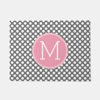 Pink And Gray Polka Dots With Preppy Monogram Doormat by iphone_ipad_cases at Zazzle