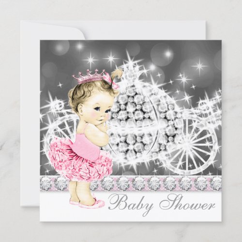Pink and Gray Princess Ballerina Tutu Baby Shower Invitation