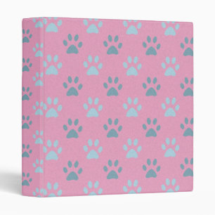 Pink and gray puppy paws print binder